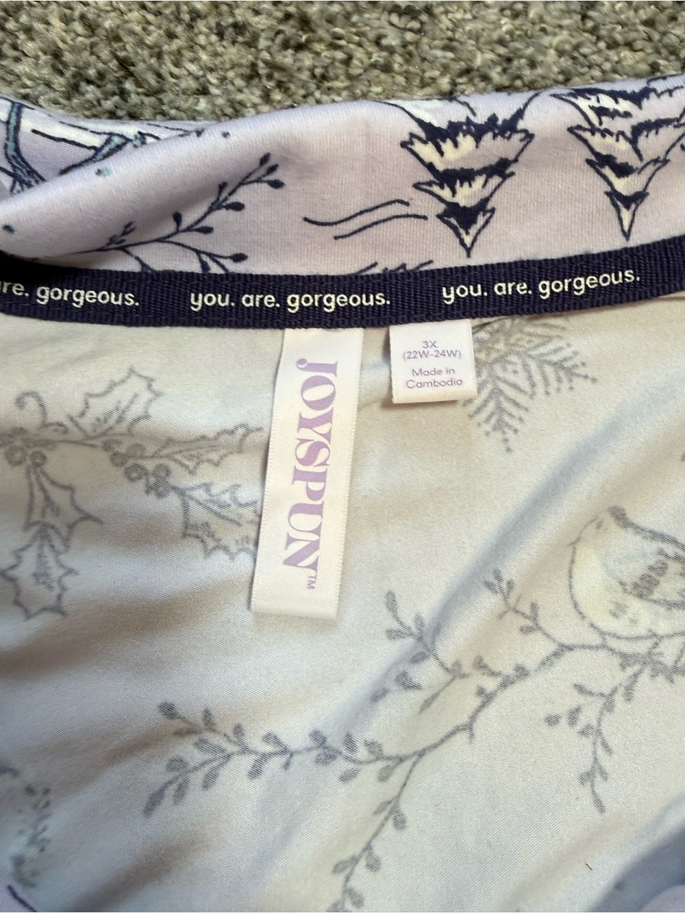 Women's Lavender Printed Two-Piece Pajama Set - Long Sleeve Button-Up - Picture 6 of 6
